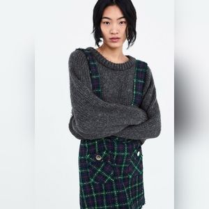Zara Tweed Pinafore Overall Dress